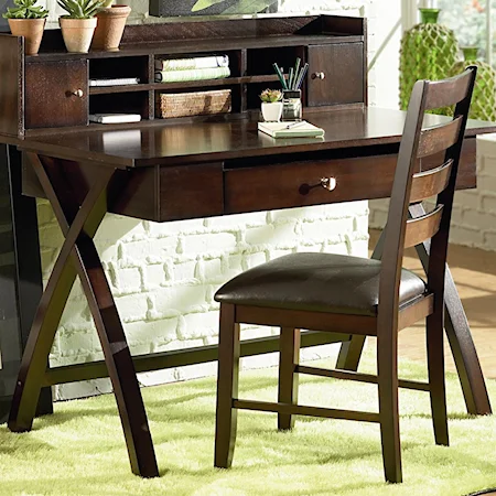 Casual Rich Brown Table Desk with Drawer